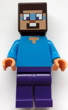 Minifig min160 - Steve - Dark Purple Legs, Dark Azure Around Eyes - De BrickPlaats