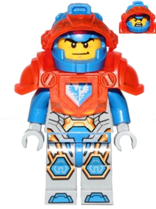 Minifig nex073 - Clay Moorington - Blue Helmet, Trans-Neon Orange Visor and Armor - De BrickPlaats
