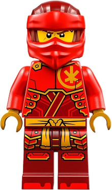 Minifigur njo0858 – Kai – Dragons Rising, Tunika mit großen Rüstungsplatten, dunkelrotes und rotes Kopftuch