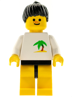 Minifig par020 - Palm Tree - Yellow Legs, Black Ponytail Hair - De BrickPlaats