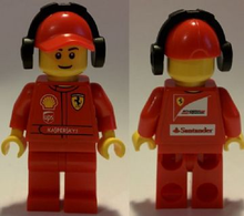 Minifig rac056 - F1 Ferrari Marshall with Torso Stickers with Shell, UPS, Ferrari, Santander and Kaspersky Logos Pattern - De BrickPlaats