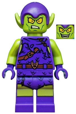 Minifig sh0545 - Green Goblin - Lime Skin, Dark Purple Outfit - De BrickPlaats