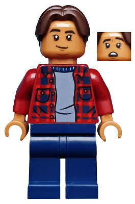 Minifig sh0602 - Ned Leeds - Dark Red Plaid Shirt, Dark Blue Legs - De BrickPlaats