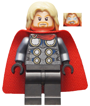 Minifig sh0645 - Thor - Spongy Cape with Single Hole, Pearl Dark Gray Legs - De BrickPlaats