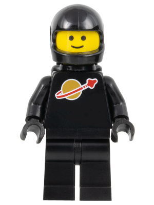 Minifig sp003new2 - Classic Space - Black with Air Tanks and Motorcycle (Standard) Helmet, Logo High on Torso (Second Reissue) - De BrickPlaats