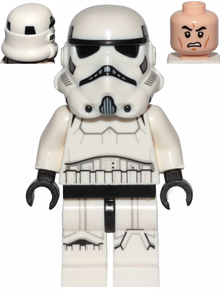 Minifig sw0997a - Imperial Stormtrooper - Male, Dual Molded Helmet with Black Panels on Back, Light Nougat Head, Scowl - De BrickPlaats