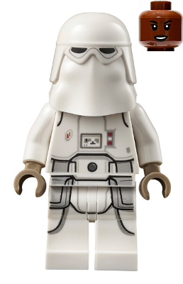 Minifig sw1180 - Snowtrooper - Female, Printed Legs, Dark Tan Hands, Reddish Brown Head, Open Mouth Smirk - De BrickPlaats