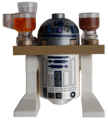 Minifig sw1385 - Astromech Droid, R2-D2 - Dark Tan Serving Tray, Flat Silver Head (75397) - De BrickPlaats