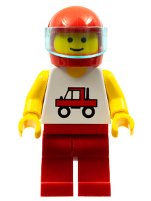 Minifig trc005 - Trucker - Red Legs, Red Helmet, Trans-Light Blue Visor - De BrickPlaats