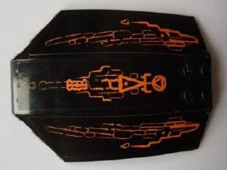 Part x224pb014 - Windscreen 8 x 6 x 2 Curved with Orange Lines and Atlantis Logo Pattern (Stickers) - Set 8076 - De BrickPlaats