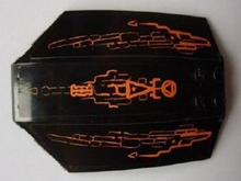 Part x224pb014 - Windscreen 8 x 6 x 2 Curved with Orange Lines and Atlantis Logo Pattern (Stickers) - Set 8076 - De BrickPlaats